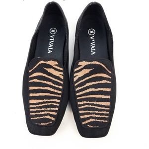 Vivaia Leona square toe loafers Black Zebra size 10 , great condition!